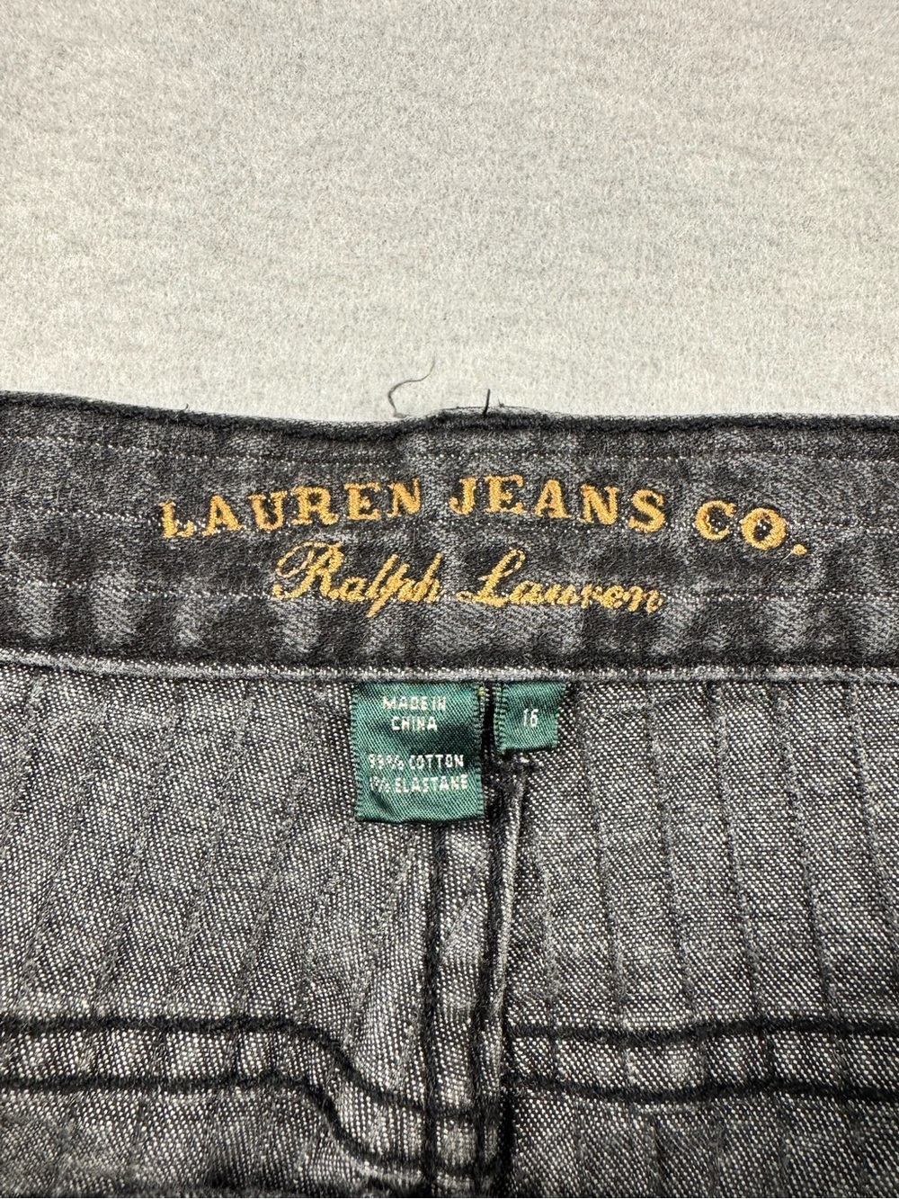 Lauren Jeans Co Gray White Pinstripe Womens 16 Straight Leg Denim Ralph Lauren - Picture 7 of 14